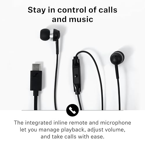 Sennheiser CX 80U in-Ear Headphones, USB C Connection, Black - color: Black