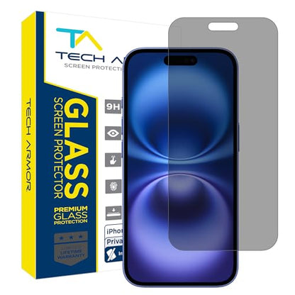 Tech Armor Privacy Glass for iPhone 16 Screen Protector, Ballistic 1-Pack - size: iPhone 16-6.1 Inch