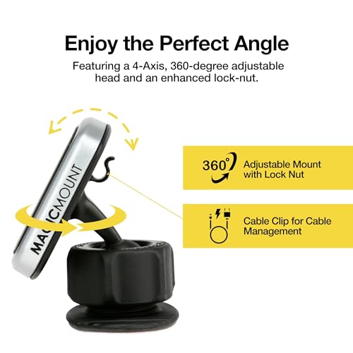 Scosche MPDB MagicMount Pro Magnetic Cell Phone Car Mount with Strong Magnets & 360° Adjustable Head, Adhesive Dashboard Cell Phone Holder Compatible with iPhone, Samsung, Android, Non-MagSafe Devices - size: 1 Pack, style: Dash