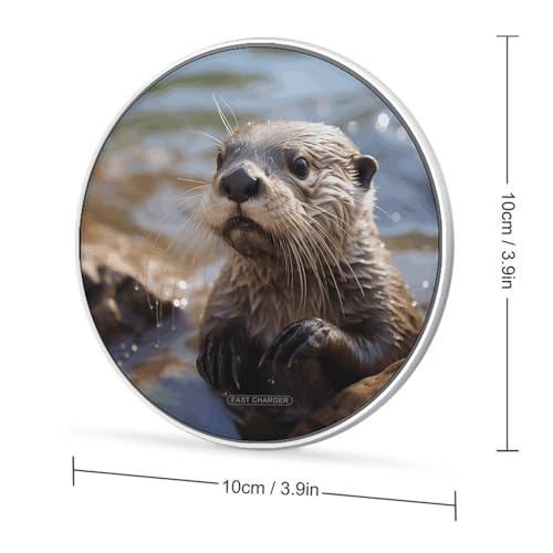 Otter Playing in The Water Wireless Charger Qi-Certified Fast Wireless Charging Pad with USB Cable Portable Charging Station Slim Charger Mat for Most Wireless Charging Smartphones