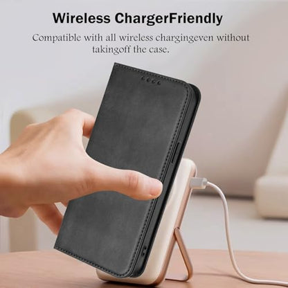 Protective Case Compatible with Galaxy A20E with RFID Blocking, Leather Phone Case Bumper Magnetic Case Leather Cover Card Slot Wallet Shockproof Shell Compatible with Samsung Galaxy A20E/A10E - color: Black