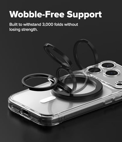 Ringke for MagSafe Phone Grip [Double Sided Magnetic Phone Holder] 3-Tier Foldable Stand Two-Sided Powerful Magnet for Gym Dual Magnetic Smart Ring for iPhone 17 Pro Max 16 15 14 13 12 - Black