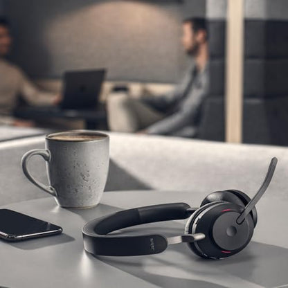 Jabra Evolve2 65 Bluetooth Wireless Headset with Mic for Calls and Music, Dual-Ear Headphones with USB-A Adapter, Up to 37 Hours Battery, Noise-Cancelling, Works with Online Meeting Apps, Black (193) - size: USB-A Dongle, style: All Platforms