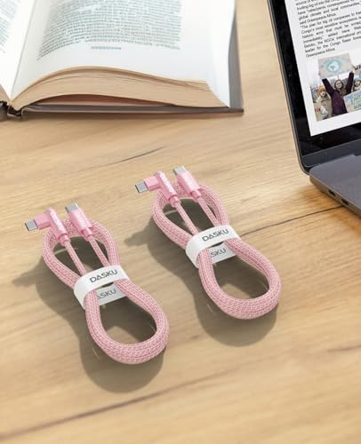 USB C to USB C Cable 2Pack 10FT 90 Degree, 60W PD Fast Charging Right Angle - color: Pink, size: 6FT, style: USB C to USB C