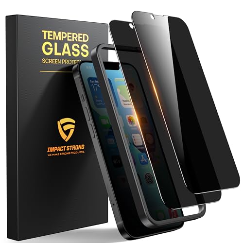 ImpactStrong Anti-Spy Privacy Screen Protector for iPhone 16e / iPhone 13 / iPhone 13 Pro (6.1-Inch), 9H Tempered Glass, Shatter-Resistant, Anti-Scratch, Easy Install Kit, Case Friendly, 2-Pack - size: iPhone 16e/14/13/13 Pro