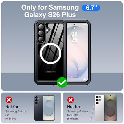 ANTSHARE IP68 Waterproof Case for Samsung Galaxy S26 Plus, Black/Clear - color: Black/Clear, size: S26 Plus