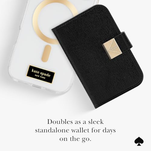 kate spade new york Deco Magnetic Card Holder/Wallet - Black | Stylish Phone Wallet - Compatible w/MagSafe Phones & Cases -Detachable MagSafe Wallet for iPhone 17 Pro Max/16/15/14/Pixel 10 - color: Deco - Black