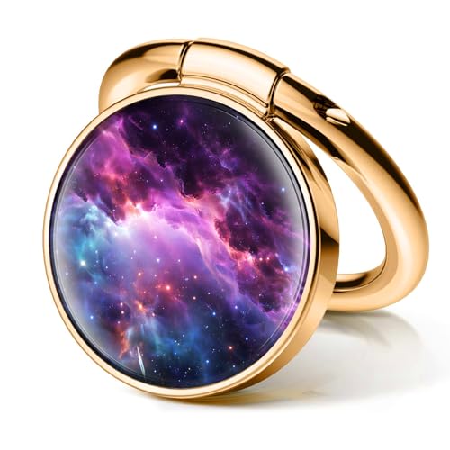 Cell Phone Ring Holder, Cute Phone Ring Grip Stand, 360°Rotation Funny Metal Kickstand Finger Grip Purple Luxury Universe - color: Purple Luxury Universe