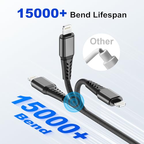 26FT/8M Extra Long iPhone Charger Cord [Apple MFi Certified] Braided iPhone Charger Fast Charging USB to Lightning Cable for iPhone 14/13/12/11, iPad (Black)