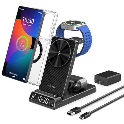 Magnetic Wireless Charger for Samsung, Nightstand Travel Android Charger - color: Carbon Fiber