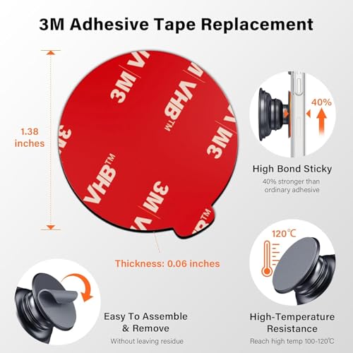 APPS2Car 10 Pack 3M VHB Double Sided Adhesive Pads 1.38 Inches (35mm) - size: Round - 1.38"