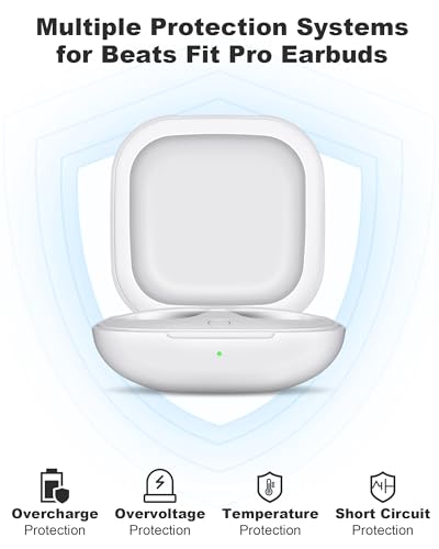 Charging Case Replacement for Fit Pro – Wireless Charger Case with Bluetooth Pairing Button, 700mAh Battery, Earbuds Not Included - color: Beats Fit Pro White