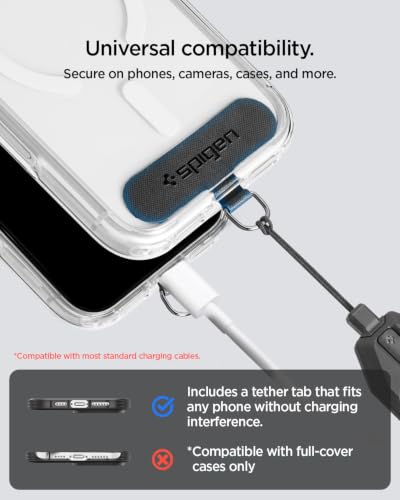 Spigen Phone Wrist Strap with Lanyard and Tether Tab (Universal) - color: Black Adjustable