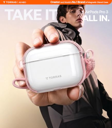 TORRAS A3 Neo for AirPods Pro 3 Case with Lanyard, 3rd Generation, Pink - color: Pink