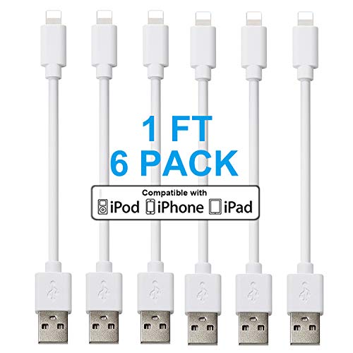 Short Phone Charger Cable (6 Pack 1 FT Cord) Compatible with Cellphone, All USB Charging Station, CLZHome Fast Charge & Sync Data Cables for Phone 11 Pro Xs MAX XR X 8 7 7 Plus 6s 6s Plus 6 6 Plus