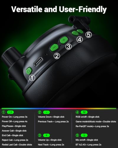 Krysenix 2.4 GHz Wireless Gaming Headset for PC, PS5, PS4, Switch - Black - color: Pure Black