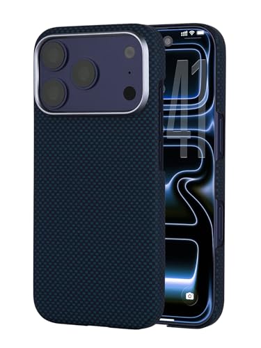 Aramid fiber Ultra-Thin Magnetic Caseless Feel Case for iPhone 17 Pro | Handwoven 600D aramid, Lightweight , compatible with MagSafe, Caseless Feel, case for iPhone 17 pro,Deep Blue - color: Deep Blue
