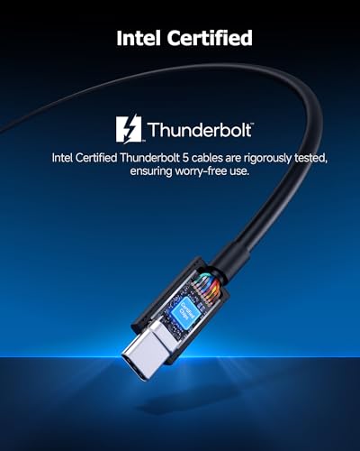 Cable Matters [Intel Certified] 80G Right Angle Thunderbolt 5 Cable, 2.6ft