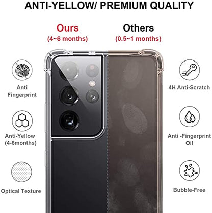 KIOMY Clear Case for Samsung Galaxy S21 Ultra 5G Hybrid Design Shockproof Bumper Protective Cell Phone Back Cover Hard PC Back + Flexible TPU Raised Bezel with Airbags Corners