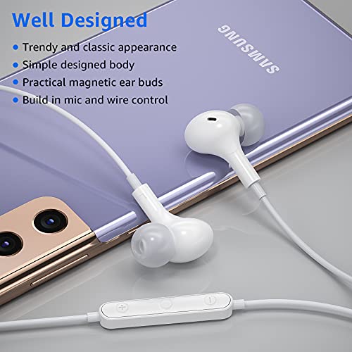 USB C Headphones for iPhone 18 Pro Max 17 16 15/Galaxy S26 FE Wired Earbuds - color: White