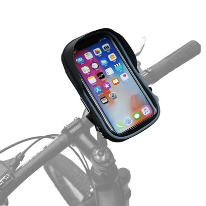 Bike Phone Mount with 360° Rotation, Waterproof Bicycle Phone Holder Bag with Touchscreen & Sun Visor, Handlebar Phone Mount Fits Up to 7" Phones for Cycling