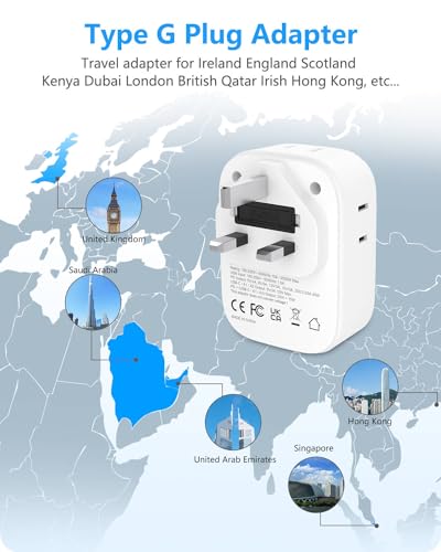 LENCENT US to UK Ireland Travel Plug Adapter, PD45W Grounded Type G Adapter - style: Type G-45W-UK Ireland