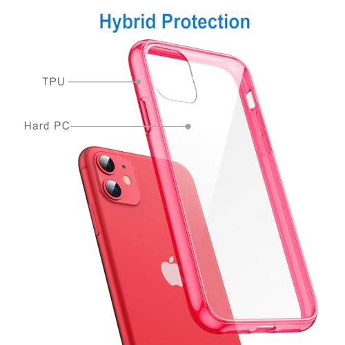 JETech Case for iPhone 11 6.1-Inch, Non-Yellowing Shockproof Phone Bumper Cover, Anti-Scratch Clear Back (Red) - color: Red