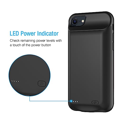 Battery Case for iPhone 6/6s/7/8/SE 2/SE 3, Enhanced 10000mAh High Capacity Portable Protective Charging Case Compatible with iPhone 6/6s/7/8/SE 2/SE 3 (4.0 inch) Extended Battery Charger Case (Black) - size: iPhone 6/6S/7/8/SE2/SE3