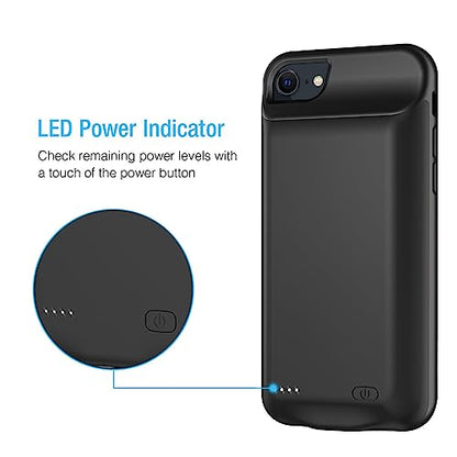 Battery Case for iPhone 6/6s/7/8/SE 2/SE 3, Enhanced 10000mAh High Capacity Portable Protective Charging Case Compatible with iPhone 6/6s/7/8/SE 2/SE 3 (4.0 inch) Extended Battery Charger Case (Black) - size: iPhone 6/6S/7/8/SE2/SE3