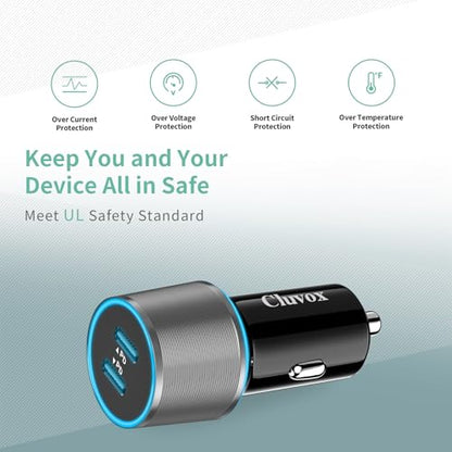 6 Pack 40W USB C Car Charger,Dual 20W Port Cigarette Lighter Adapter-Grey - color: Grey