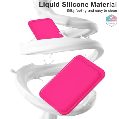 oakxco Magnetic Phone Wallet Stick On, Secure Phone Card Holder Silicone Compatible with Magsafe, Adhesive Pocket Sleeve ID Credit Card, Slim Thin Card Case, Compatible with iPhone Samsung, Hot Pink - color: Hot Pink