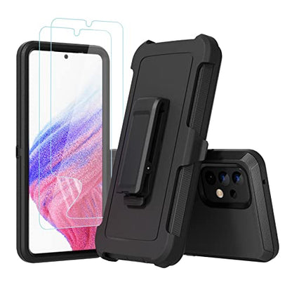 Compatible with Samsung Galaxy A53 5G Case, with Belt Clip Holster Heavy Duty Rugged Shockproof Full Body Protection Kickstand Phone case for Samsung Galaxy A53 5G (Black) - color: Black