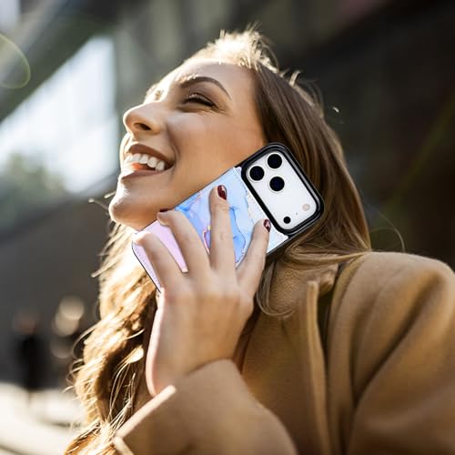 HAOPINSH Wallet Case with Card Holder for iPhone 17 Pro Max, Pink Blue Marble Pattern Back Flip Folio PU Leather Kickstand Card Slots Case for Women Girls Shockproof Cover 6.9" - color: Pink Blue Marble