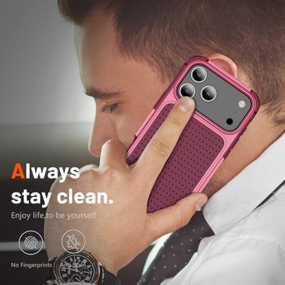 Designed for iPhone 17 Pro Max Case 2 in 1 Gift Militay Grade Drop Protective Rugged Heavy Duty Cover Shockproof Case for iPhone 17 Pro Max Phone Case for Women Men Boy Girl (Pink) - color: Pink