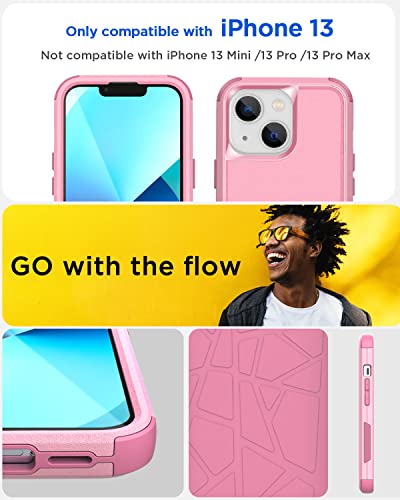 AICase Rugged Case for iPhone 13,Heavy Duty 3-Layer Pocket-Friendly Durable Military Grade Protection Shockproof/Drop Proof Protective Cover for iPhone 13 6.1 inch_5 Pink - color: Pink