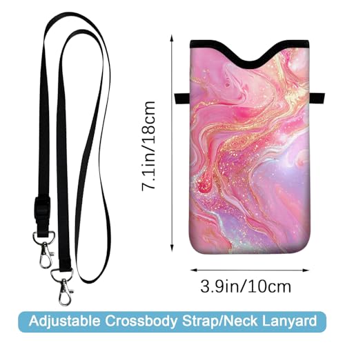 Neoprene Cell Phone Sleeve Pouch Case Bag with Crossbody Strap Neck Lanyard for Women 7.1 X 3.9 in Gilding - color: Gilding
