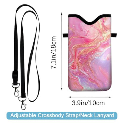 Neoprene Cell Phone Sleeve Pouch Case Bag with Crossbody Strap Neck Lanyard for Women 7.1 X 3.9 in Gilding - color: Gilding