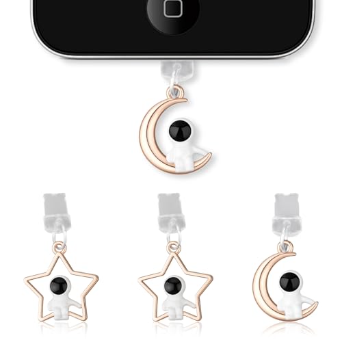 Penitue 4pcs Phone Dust Plug Charms, Creative Charging Port Dust Plug Cover - style: Astronaut Style
