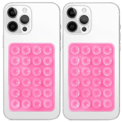 Anteel 2 Pack Silicone Suction Phone Case Mount, Non Slip Sticky Grip for Cellphone, Silicon Adhesive Suction Cup Mount, Strong Grip Holder for Selfies and Videos (Pink) - color: Pink