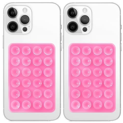 Anteel 2 Pack Silicone Suction Phone Case Mount, Non Slip Sticky Grip for Cellphone, Silicon Adhesive Suction Cup Mount, Strong Grip Holder for Selfies and Videos (Pink) - color: Pink