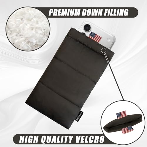 Thermal Phone Case Prevent OVERHEATING in The Sun, Cellphone Pouch for Camping Prevents Freezing with Flag, Extends Battery Life, Outdoor Warm Cover Bags for iPhone,Samsung Galaxy (Brown) - color: Brown