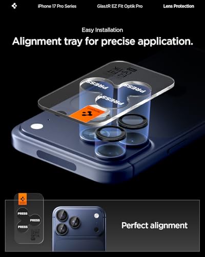 Spigen Camera Lens Protector for iPhone 17 Pro Max / 17 Pro - Blue Titanium - color: Deep Blue