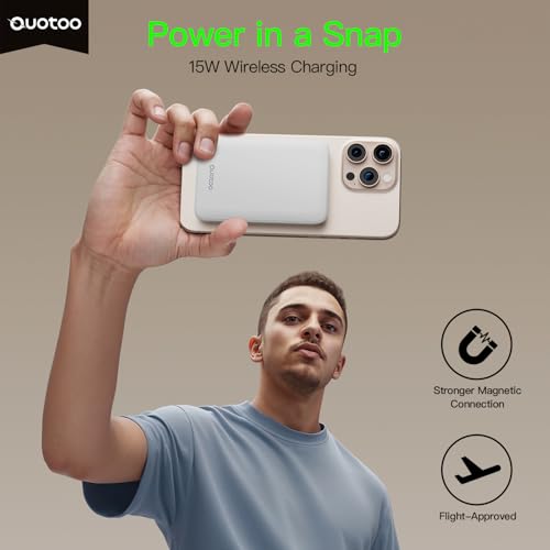 for Magsafe Portable Charger, 5000mAh Slim Wireless Magnetic Power Bank | 20W USB-C Power Delivery,LED Display,Travel Essential for Magsafe Battery Pack Compatible with iPhone 17-12 Series - color: white