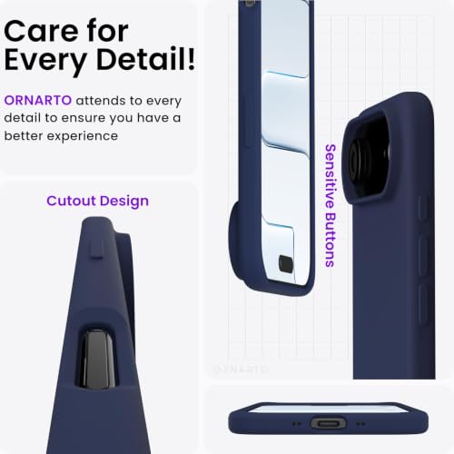 ORNARTO for iPhone Air Case 6.5", Slim Liquid Silicone 3 Layers Soft Gel Rubber Shockproof Protective Cover with Anti-Scratch Microfiber Lining-Navy Blue - color: Navy Blue