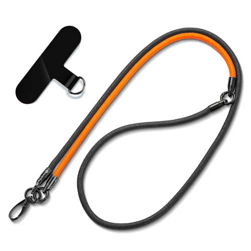 Cell Phone Lanyard, Crossbody Strap, Neck Holder & Wrist Lanyard 3-in-1 Anti-Theft Phone Strap, Detachable Universal Smartphone Straps with a Tap, Durable Hook-Orange Black - color: 3 in 1 Strap-orange Black