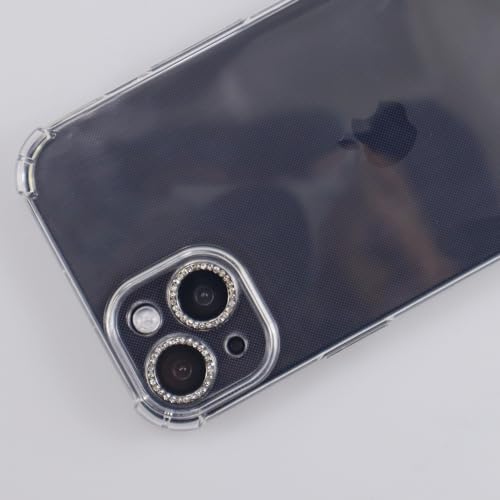 BONVAN for iPhone 15/15 Plus Camera Lens Protector Bling Glitter Diamond Metal Crystal Tempered Glass Screen Accessories Rhinestones Lens Cover, also Compatible with iPhone 16e (2PCS) (Black) - color: Black