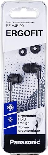 Panasonic ErgoFit Wired Earbuds, In-Ear Headphones with Dynamic Crystal-Clear Sound and Ergonomic Custom-Fit Earpieces (S/M/L), 3.5mm Jack for Phones and Laptops, No Mic - RP-HJE120-KA (Matte Black) - color: Matte Black, size: S/M/L, style: No Mic