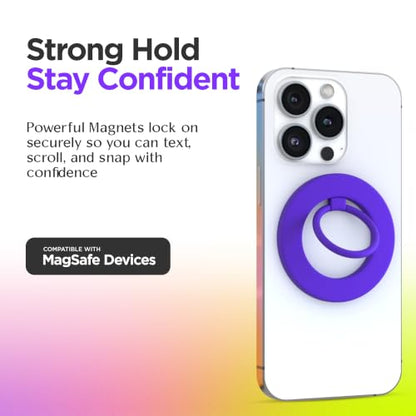 FELONY CASE - Purple MagSafe Ring Grip and Stand - Version 2.0 - Improved Stronger Magnet, Magnetic Phone Ring Holder for MagSafe Compatible iPhone 17, 16, 15, 14, 13,12, Pro, Pro Max- Drop Protection - color: Purple