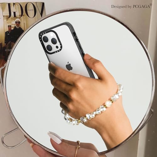 pcgaga Pearl Beaded Phone Charm, Phone Wrist Strap, Handmade Bracelet Straps, Anti-Lost Lanyard Wrist Chain for Airpods Women Girls Gift - color: White Pearl