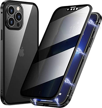 Magnetic Titanium for iPhone 14 Plus Privacy Screen Case Full Body Cover - color: Black Titanium, size: iPhone 14 Plus